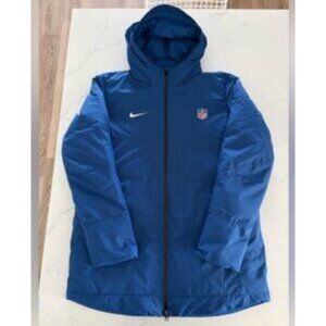 Nike NFL Shield Duck Down Hooded Sideline Royal Blue Jacket Men's Size XL New